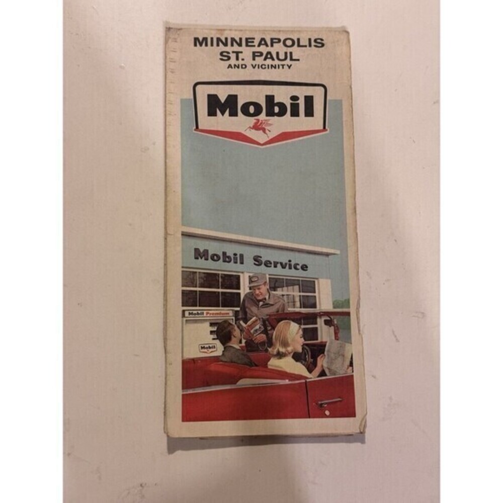 VINTAGE 1965 MOBIL GAS OIL COMPANY MINNEAPOLIS - ST PAUL MAP